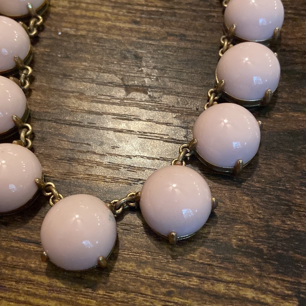J Crew Goldone Peach Glass Cabochons Statement Necklace - Picture 2 of 3